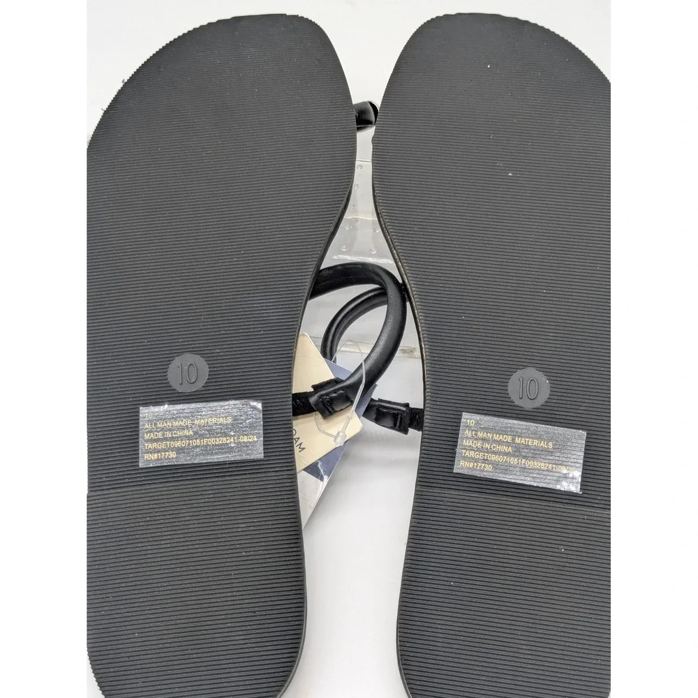 Universal Thread Clara Thong Sandals Black Memory Foam Women's 10 NWT